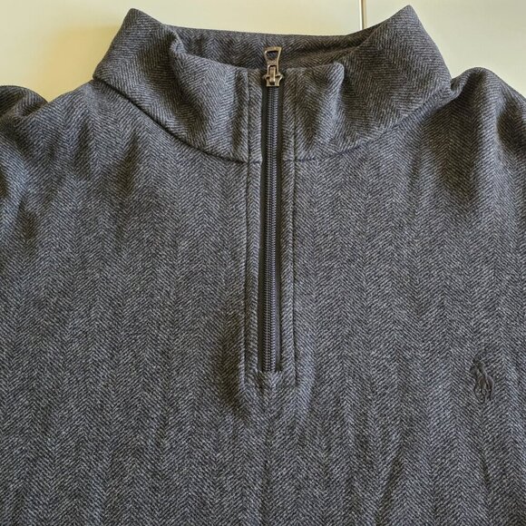 Polo Ralph Lauren Polo Sweater Mens XL Gray LS 1/4 Zip Mock Neck Classic Preppy - Picture 10 of 16